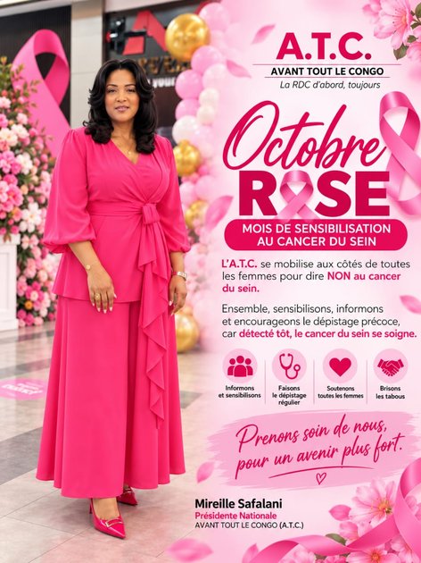 Octobre Rose : l'ASBL Avant Tout Le Congo et sa présidente Mireille Safalani se mobilisent pour un dépistage précoce et inclusif du cancer du sein