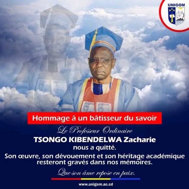 RDC : l'Université de Goma annonce le décès du professeur Zacharie Tsongo Kibendelwa