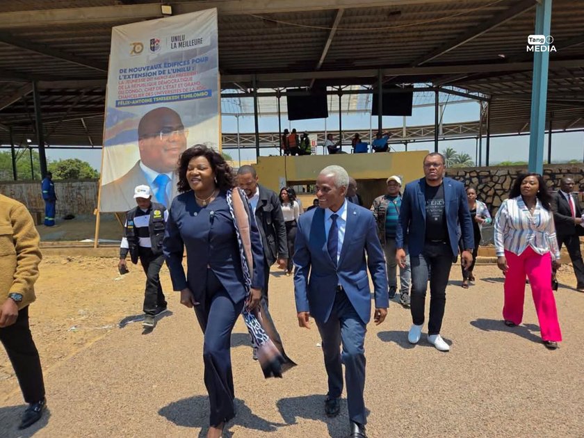 Haut-Katanga : à Lubumbashi, visite d'inspection de l'ambassadrice itinérante Isabelle Kibasa sur le site de la cérémonie de remise des insignes de Grand Chancelier