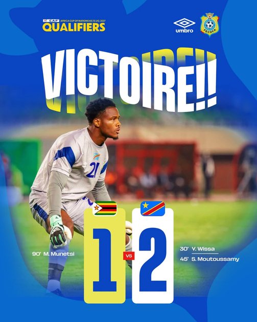 Éliminatoires CAN 2027 : la RDC s'impose 2-1 à Harare face au Zimbabwe et reste en tête du groupe E