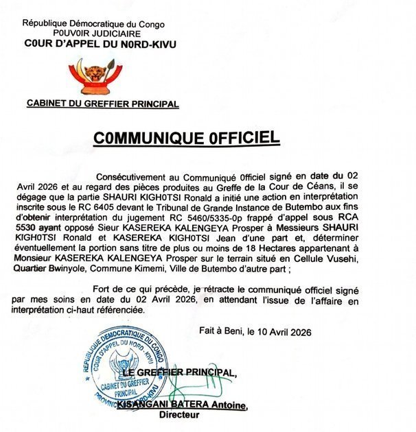 Justice : Me Guy Guy Kisunga, avocat au barreau du Nord-Kivu, réagi farouchement au second communiqué du greffier principal, dans l'affaire KIGOTSI et KALENGEHYA