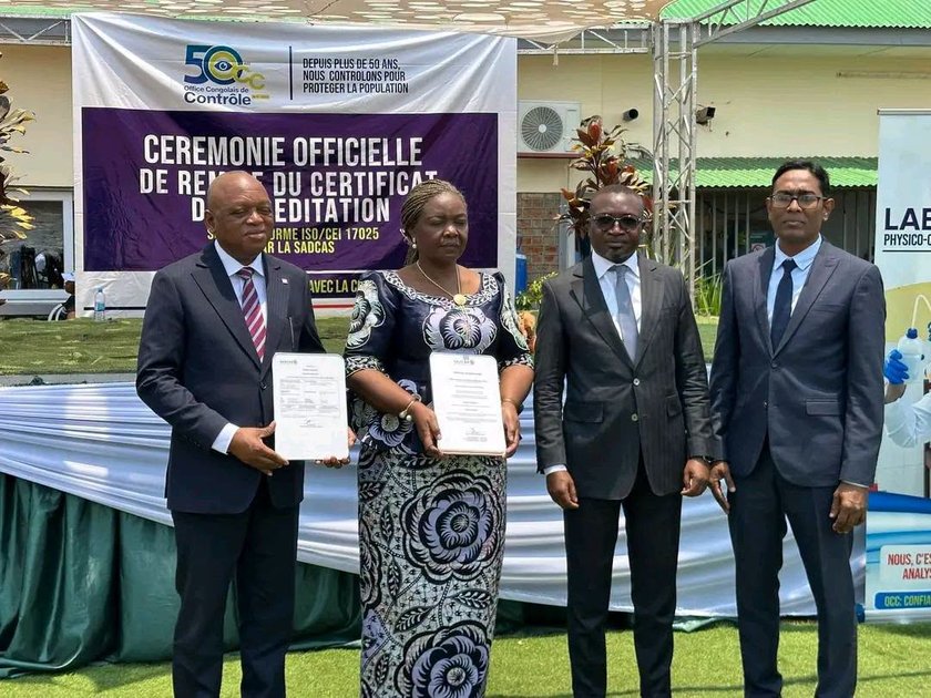 Haut-Katanga : le laboratoire minier de l’OCC à Likasi obtient son certificat d’accréditation selon la norme ISO/CEI 17025